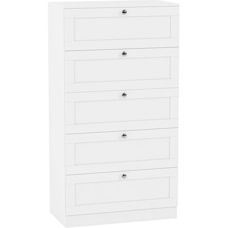 Altino 5 Drawer Chest of Drawers Bedroom Clothes Storage Unit, White