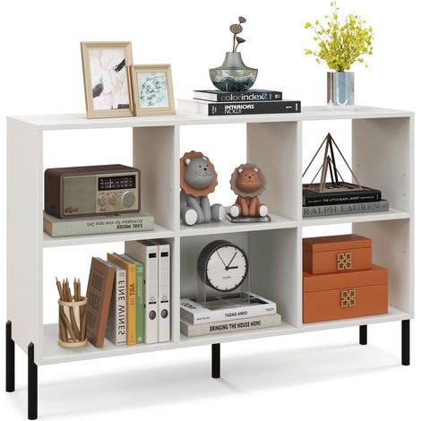 Wooden Storage Bookcase 6 Cube Open Bookshelf Home Office Display Cabinet Rack (1/5)
