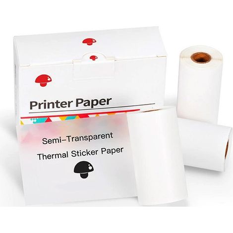Série M02, boîte de trois rouleaux de papier d'impression universel, papier d'étiquettes, papier thermique à motifs auto-adhésifs, 53 mm (1/5)