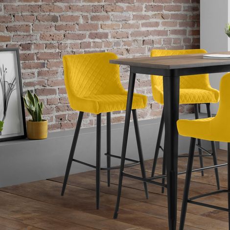 Tabouret de bar en velours Luxe, moutarde (1/5)