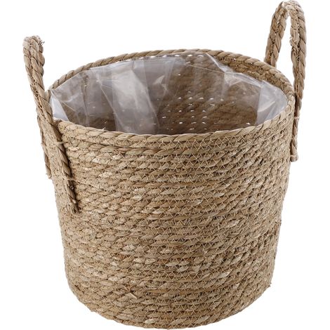 Nordischer, handgefertigter Strohkorb M, Blumentopf, Dekoration, Aufbewahrung für Haus und Garten, 30 x 27 cm (1/5)