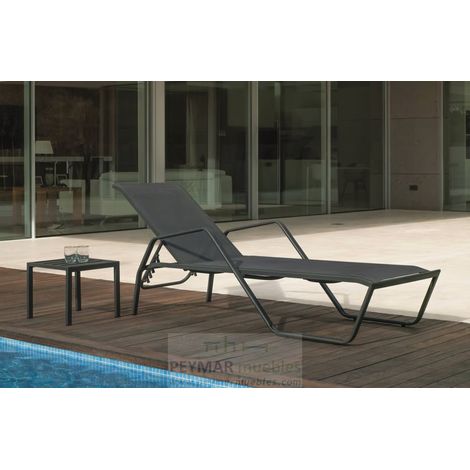 Tumbona terraza jardín Imperial aluminio/textilen antracita, 96cm (alto) 72cm(ancho) 200cm(fondo). (1/2)