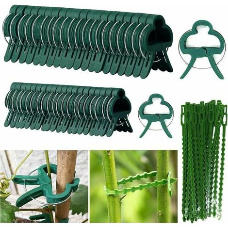 Dolaso 60 Stück Gartenstützklammern, Pflanzenklammern, Pflanzenstützklammer mit 30 Stück verstellbaren Pflanzenbindern, stabile Klammern zur Sicherung von Kletterpflanzen (30 große + 30 kleine) (1/5)