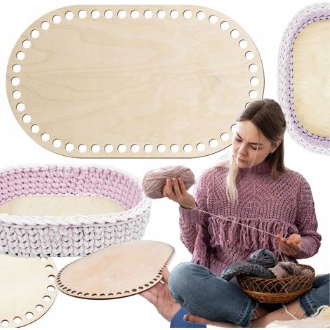 Fondo all'uncinetto, fondo ovale per borsa, cesta Moses 27x16 cm, base ECO (1/5)