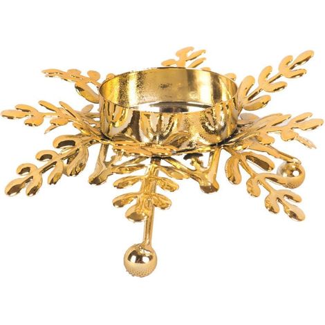 Metallener Kerzenständer, Schneeflocke, Gold