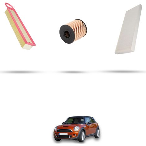 Kit tagliando 3 filtri compatibile con Mini Cooper II (R55,R56,R57,R60) 1.6 88kw dal 2006 (1/5)