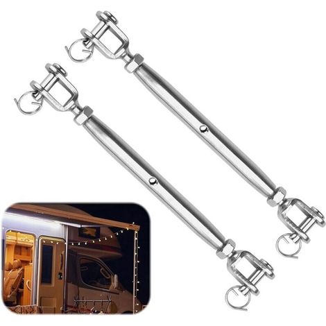 PUCIO câble tendeur inox 2pcs M6 ridoir tendeur d'auvent, tendeur inox, tendeur de corde, tendeur de câble ridoir vis de ridage fourche pour voilier, auvent, corde à linge (1/5)