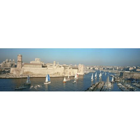 Tableau sur toile entrée du vieux port 30x97 cm - Impression sur Toile Murale Décorative - Image imprimée en HD sur Toile - Toile sur Châssis en Bois FSC - Fabriqué en France (1/4)