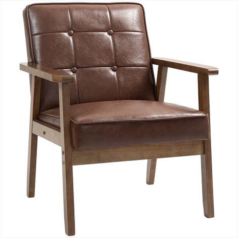 Banc de salle à manger Fauteuil de salon en simili cuir marron (1/5)
