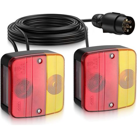 2 Stück Anhänger-Rückleuchten, 7,5 m Kabel, 7-poliger Stecker, 12-V-Halogenlampe, E-Prüfzeichen, für Wohnwagen und LKW (1/5)