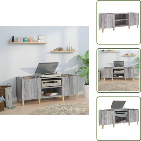 Armoire à disques sonoma gris 121x38x48 cm bois d'ingénierie - Meuble À Disques - Armoire Vinyle - Rangement Disque - Étagère Musique - Support Tourne-disque (1/5)