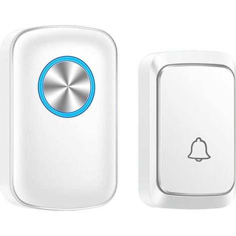 KZQ Wireless Doorbell with Adjustable and Durable Music, Home Security Doorbell, Stable Performance, Waterproof, Suitable for Home and Pregnant Women (White) (1/4)