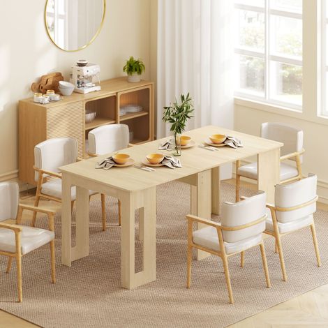 Tavolo da pranzo, tavolo pieghevole, tavolo da cucina allungabile, tavolo da sala da pranzo, in truciolato, 60-180 x 85 x 75 cm, naturale (1/5)