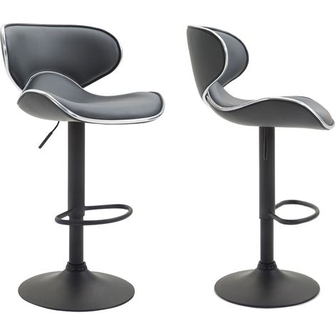Set di 2 sgabelli da bar dal design contemporaneo gambe in metallo nero seduta sintetica grigia 100000340