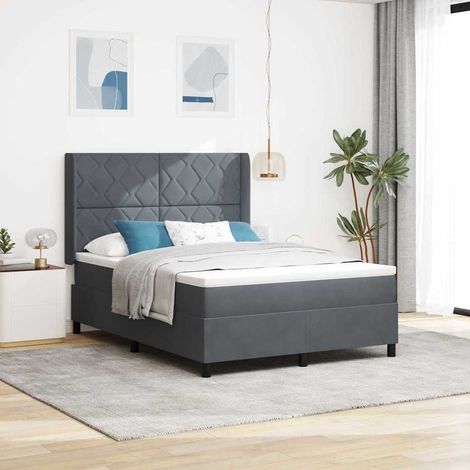 Cama tipo Box Spring Gris oscuro 160 x 200 cm Terciopelo (1/5)