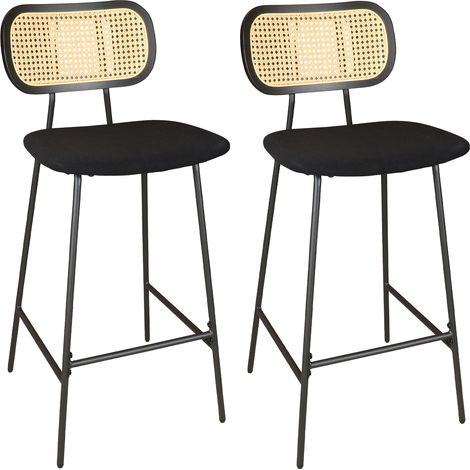 Lot de 2 chaises de bar en bois et velours, NOSARA (1/5)