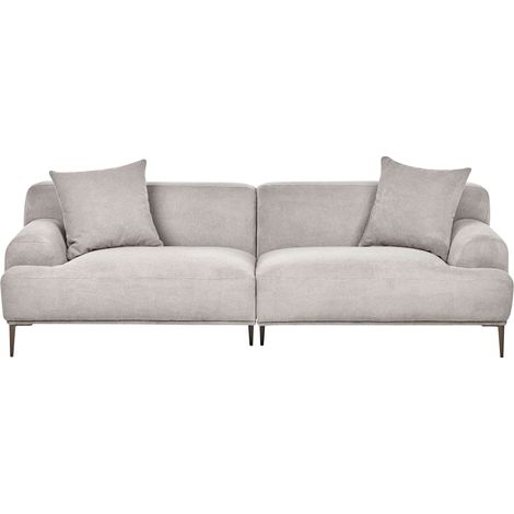 Divano a 3 posti in tessuto Soggiorno Stile moderno Gambe in metallo Grigio chiaro Matila