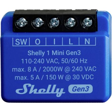 Shelly 1 Mini Gen3 interruttore smart elettrico Interruttore intelligente 1P Blu wireless (1/6)