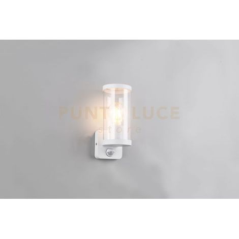BONITO APPLIQUE DA ESTERNO IN FUSIONE DI ALLUMINIO COLORE BIANCO E DIFFISORE TRASPARENTE CON SENSORE MOVIMENTO IP44 H.23CM 1 LUCE ATTACCO E27