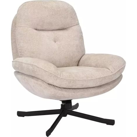 Fauteuil pivotant à 360° en tissu moelleux sans accoudoirs couleur beige ZALKA (1/5)