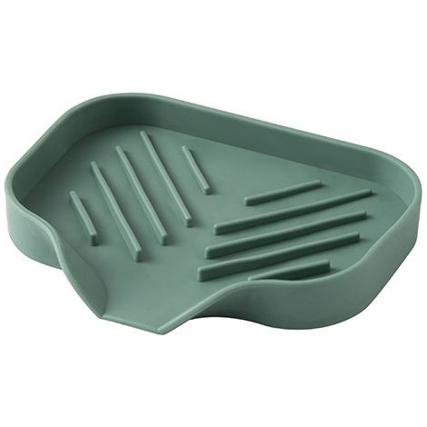 Portaspugna in silicone grigio verde 12,5 x 10 x 1,7 cm con 1 contenitore per lavello e portasapone adatto per cucina e bagno (1/5)