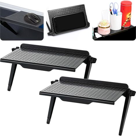 Lot de 2 étagères réglables, support écran, surface antidérapante, ABS durable, bureau maison