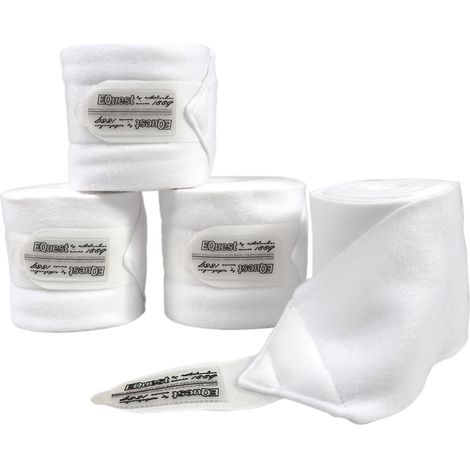 EQuest Fleece Bandage Act-Line für Pferde, 4er Set - Weiß