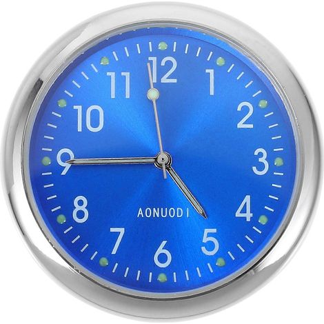 Horloge de voiture pratique, lumineuse et adhésive pour tableau de bord, à fixer sur le véhicule (1 pièce).-4X4cm-Blue