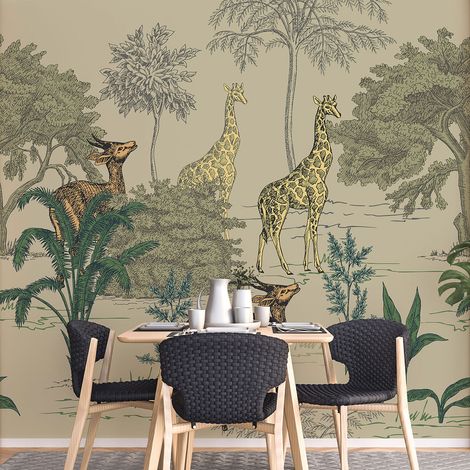 Papier peint panoramique - Forêt tropicale - 130 cm x 130 cm (1/4)