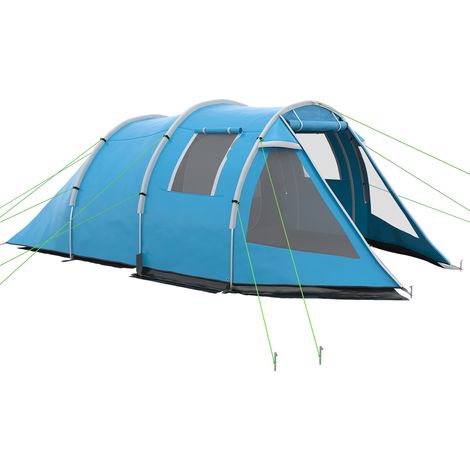 Tienda de campaña para camping o senderismo Resistente a la intemperie, 2 habitaciones, 475 x 264 cm de ancho x 172 cm de alto, color azul