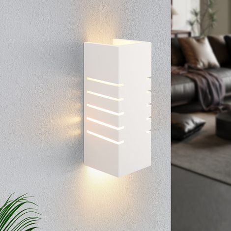 GBLY Wandleuchte Innen Wandlampe Up Down - Modern Design Flur Wandlampen E14 Treppenhaus Beleuchtung Weiß Gipsleuchte Wandbeleuchtung für Schlafzimmer Kinderzimmer - Ohne Leuchtmittel