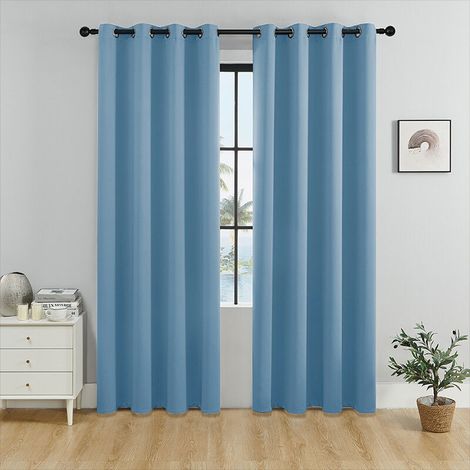 Zweiteilige, verdunkelnde Thermovorhänge für Wohn- und Schlafzimmer, blau, 132 x 160 cm