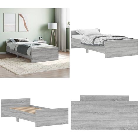 Bettgestell Grau Sonoma 100x200 cm Holzwerkstoff - Holzbettfassungen - Bettrahmen - Doppelbett - Einzelbett - Massivholzbette - Home & Living (1/5)