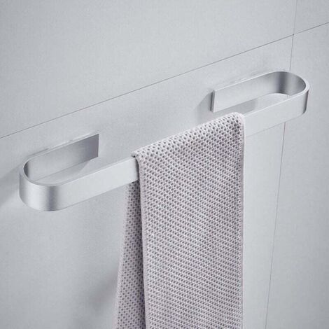 (Argent, 40 cm) Porte-serviettes mural sans perforation, rails antirouille, serviettes de bain, porte-vêtements, porte-serviettes de cuisine (1/4)