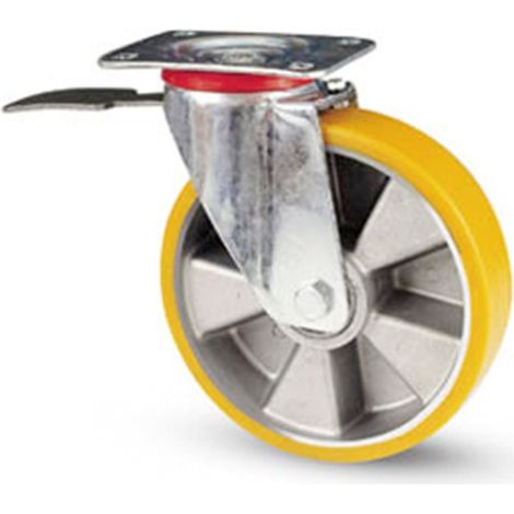 Roulette Pivotante Avec Plaque Et Frein Bande De Roulement En Polyuréthane Avolan Sh A 91 -150 Mm -