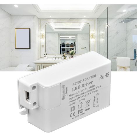 Alimentation LED 12V 6W AC100‑240V pour Salle de Bain, Transformateur DC 0.5A