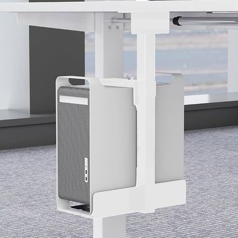 Support Pc, Support Pc sous Bureau Supports De Suspension pour Ordinateur Gain De Place RéGlable en Hauteur Et en Largeur Blanc