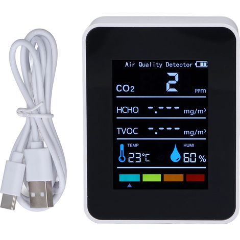 Détecteur de CO2 infrarouge blanc avec mesure précise de la température, humidité et qualité de l'air en temps réel (1/5)