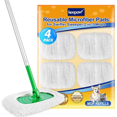Chiffons en Chenille s Compatibles avec Swiffer Balai, Nettoyage Efficace, Super Nettoyage pour Swiffer Lingettes Humides, Utilisable à Sec Et à L’Humide 4 Blanc (1 Sac à Linge) (1/5)