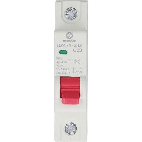 Parafoudre DZ47Y 63Z C63 1P, protection contre surtensions et courts-circuits, disjoncteur parafoudre 400V max, 63A, interrupteur automatique unipolaire, dispositif de protection contre les décharges (1/4)