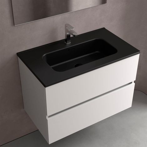 Lavabo CONSTANZA 1000 Sans siphon ni bonde clic MAT NOIR 1010 x 20 x 460 mm (1/3)