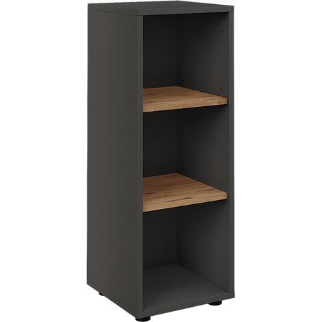Mueble Midi Irma, Antracita/Roble dorado, 30 x 81 cm con 3 compartimentos, Vicco
