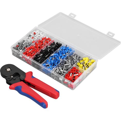 Pince à sertir auto-ajustable avec 1200 cosses à sertir pour câbles de 0,25 à 10 mm²