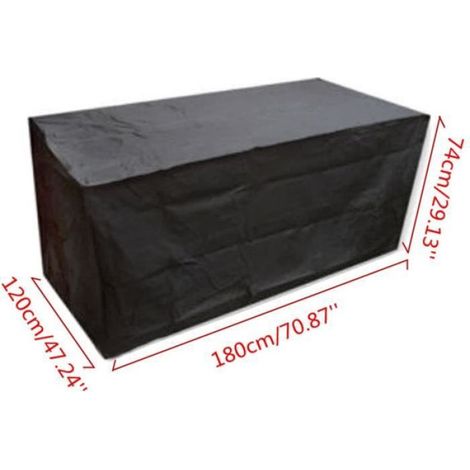 Housse imperméable salon de jardin 180×120×74 cm – 210D Oxford, anti-UV & anti-déchirure (noir) (1/4)