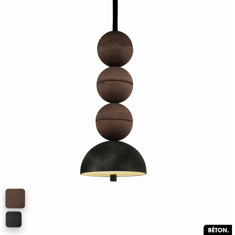 Lampe de suspension en béton velours - BOSFOR CONCRETE VELVET CHOCOLAT - OLIVE 3 BALLES LED 14W (1/2)