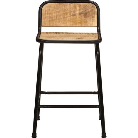 Tabourets de bar Chaise de bar lot de 2 pcs bois massif manguier brut