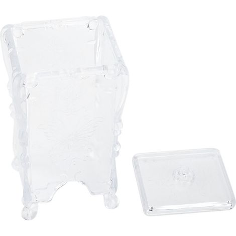 Boîte De Rangement Cosmétique - Organiseur Pour Cotons Et Dissolvant - Design Transparent Rectangulaire - 1 Pièce (1/5)