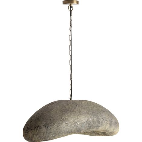 Lustre contemporain doré en ciment et jute finition sablée - Doré sablé avec touches beiges (1/5)