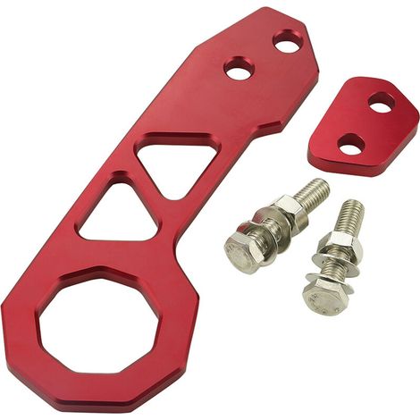 VURAHOME - Crochet de remorquage de remorquage arrière Anneau de remorque de voiture Crochet de remorque de voiture de course en aluminium (rouge) (1/5)