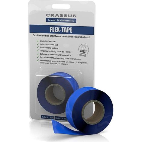 Crassus Flex-Tape, 25mmx3,5mx0,7mm, Blau flex.selbstverschweißendes Reparaturband (1/5)